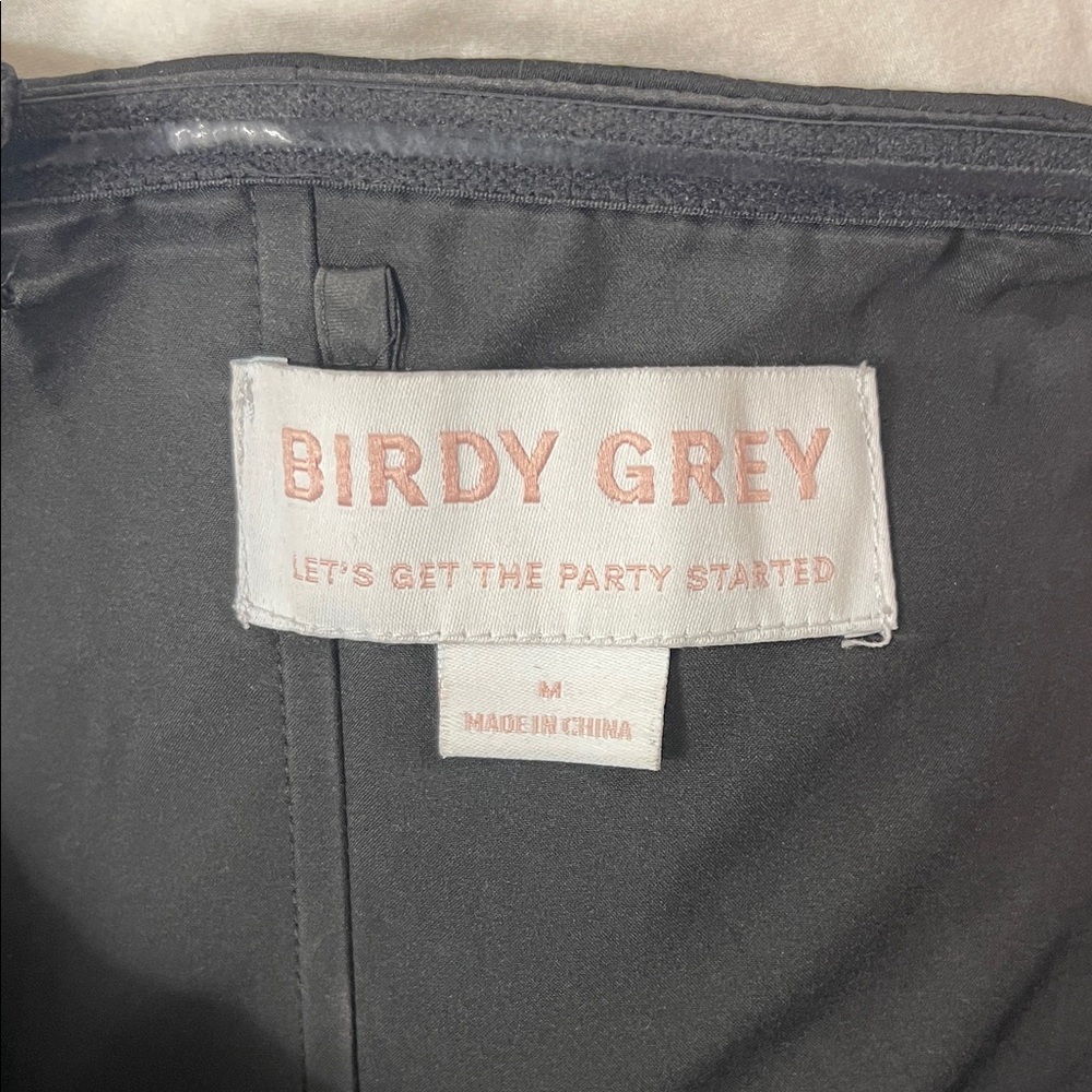 Birdie Grey Bridesmaid Dress - Black Matte Satin - Picture 3 of 4